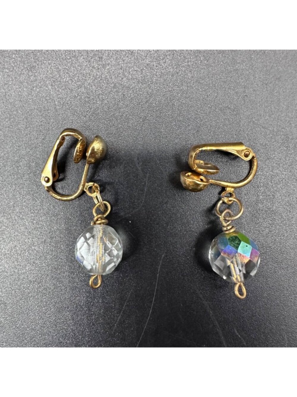 Vintage Clip On Earrings Lot Dangle Drop Mid Century Beads Rhinestones 3 Pairs - Picture 7 of 10